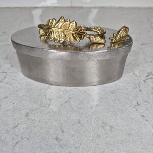 Michael Aram Enchanted Garden Oval Trinket Box Leaf Snail Gold Silver Small